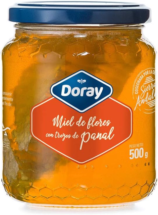 Doray Miel de Flores con Trozos de Panal, 500 Gramos