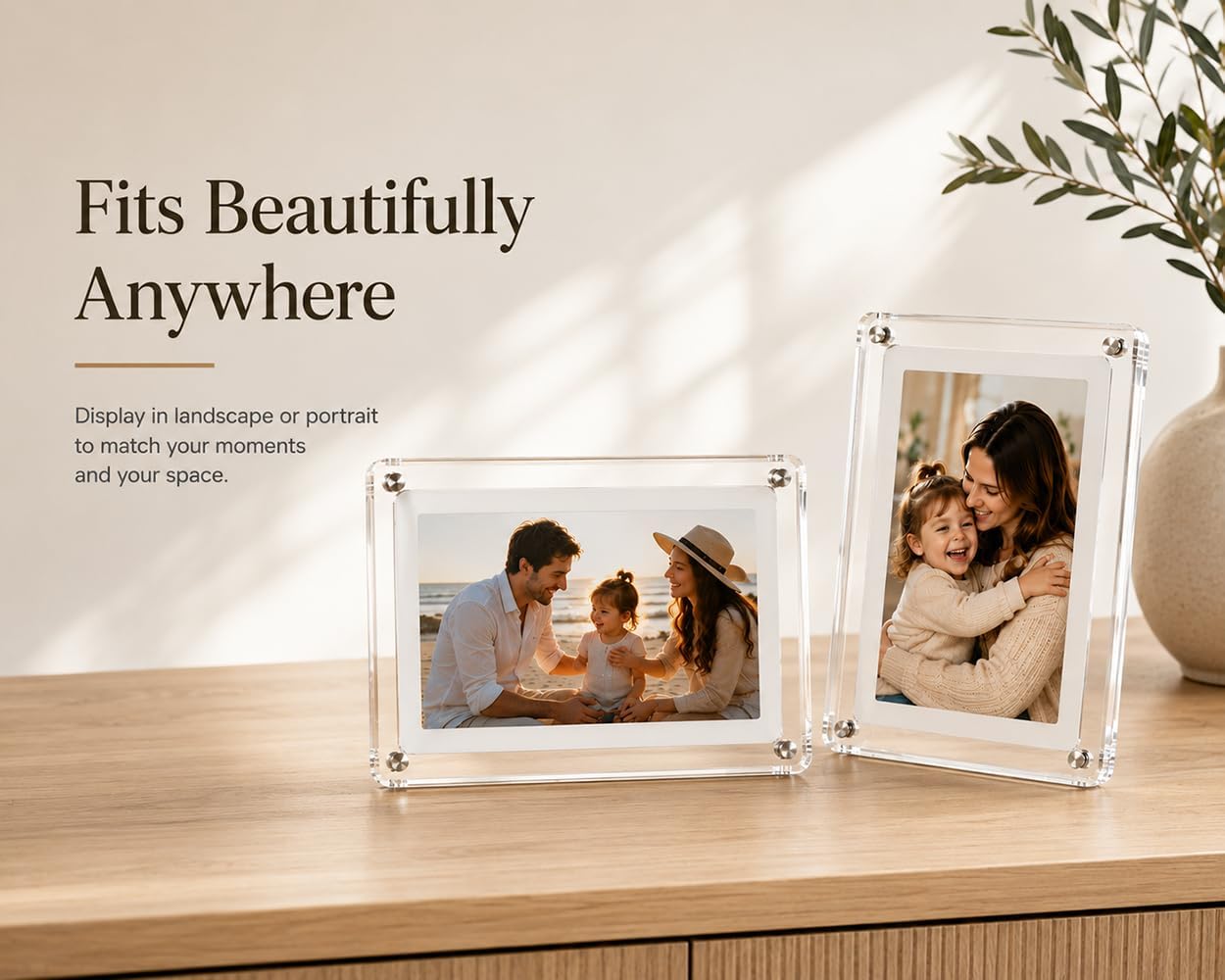 7" Acrylic Digital Picture Frame, Photo & Video Playback Display, No WiFi USB Frame, Built-in Lithium Battery Portable Memory Display for Desk Home Gift