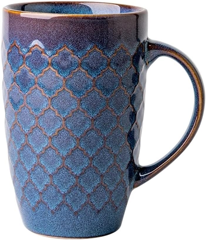 Large-capacity ceramic mug retro embossed goblet home ice series water cup coffee