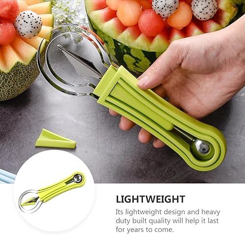 Miniatura 2 de Hemoton Juego de herramientas de tallado de frutas de acero inoxidable, 3 piezas, pelador de frutas, cuchara de melón con cuchillo para tallar