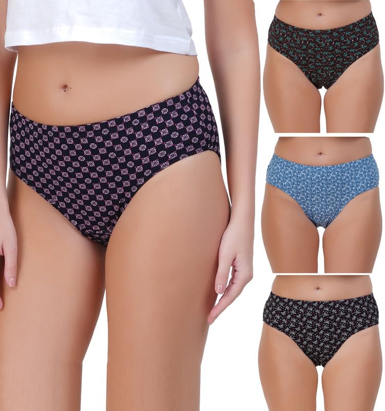essa SWEETDAY Women's Briefs | Full Coverage, 100% Cotton, Hosiery | Mid Waist | Inner Elastic Waistband | Hipster, Underwear, Innerwear, Panties | Printed | Combo Pack of 4 | Multicolor-picture-50