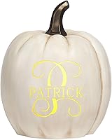 Vista 2 de Let's Make Memories - Calabaza personalizable con luz y apellido familiar e inicial para decoración otoñal de Halloween, para interiores y Crema