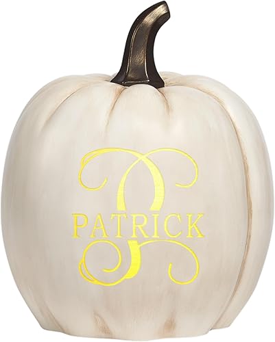 Miniatura 2 de Let's Make Memories - Calabaza personalizable con luz y apellido familiar e inicial para decoración otoñal de Halloween, para interiores y