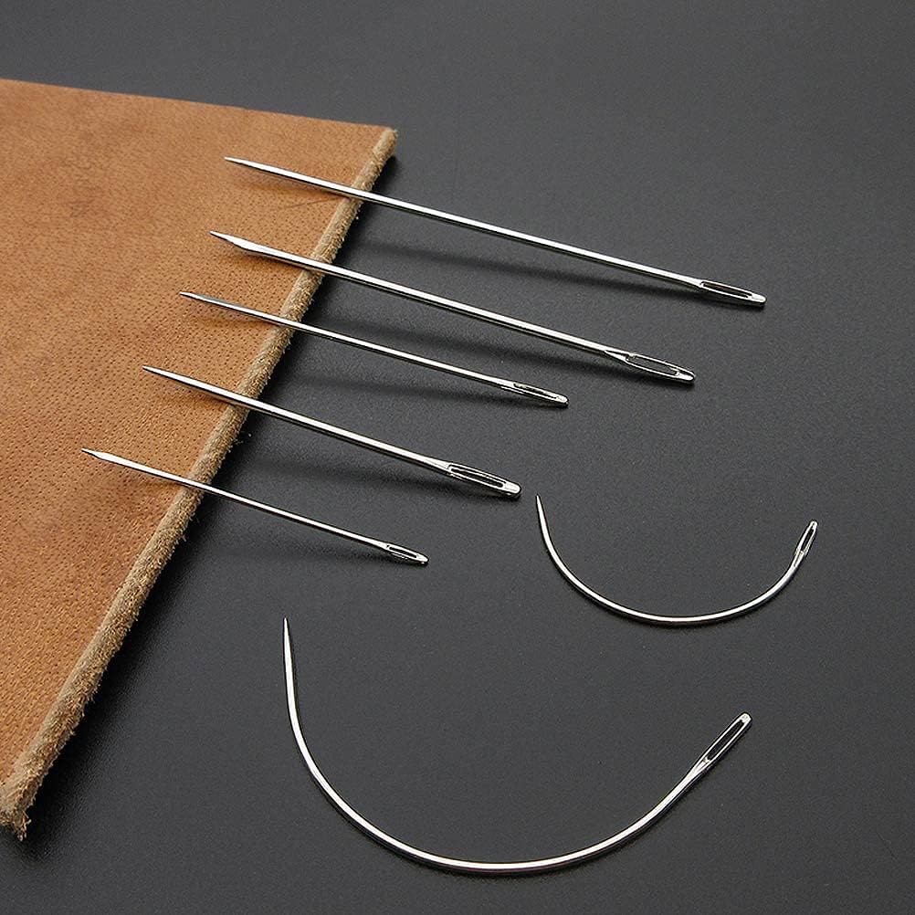 3 Rolls Hair Extension Thread Sewing Threads Hair Weave Threads with 7Pcs Curved Upholstery Needles WaxThread for Hand Sewing, Hair Extensions, Making Wigs DIY (Brown)