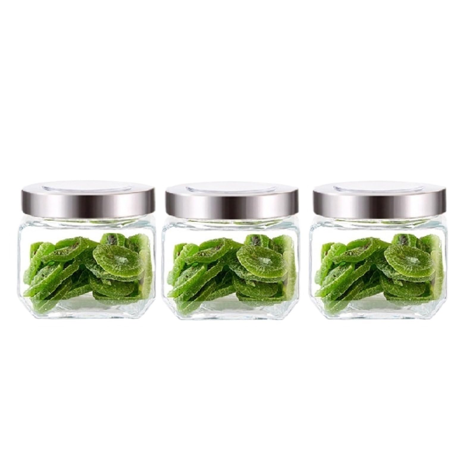 AMULONG Sweet Jars Apothecary 3 Pcs Glass Jars With Silver Lids For Sealing Canning For Food Jars for Crafting(800ml)