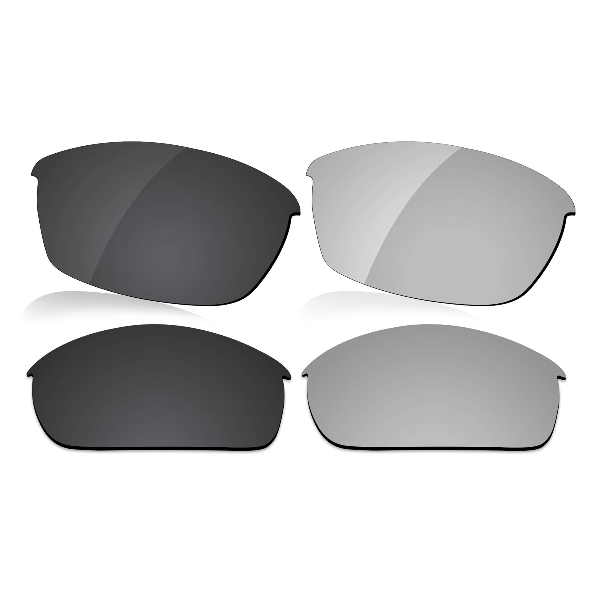 Lenzreborn Men's Dark Black + Silver Grey Polarized Lens Replacet For Oakley Flak Jacket Sunglass - Dark Black+Silver Grey
