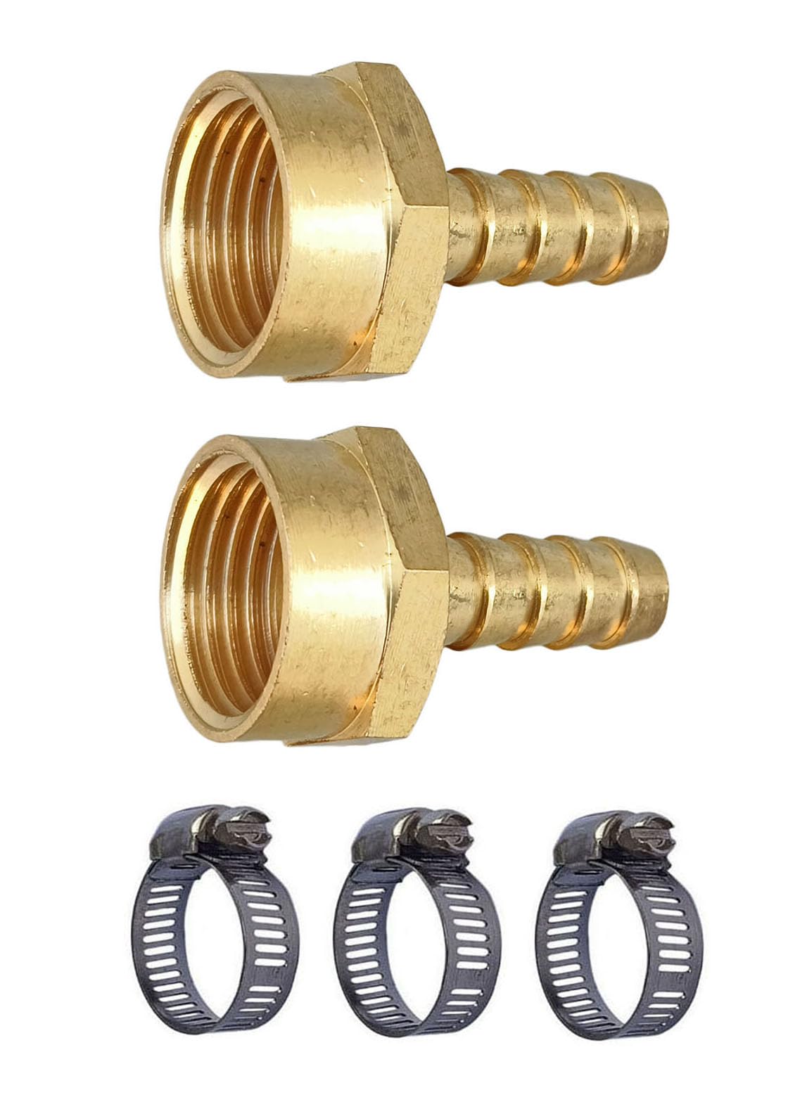 ESEKSAFAR 1/2" inch BSP Thread Barb hose fitting 1-Way Union Pipe Joint set (Female 2pc 1/2" Thread x Barb Hose fitting 5/16" (8mm))