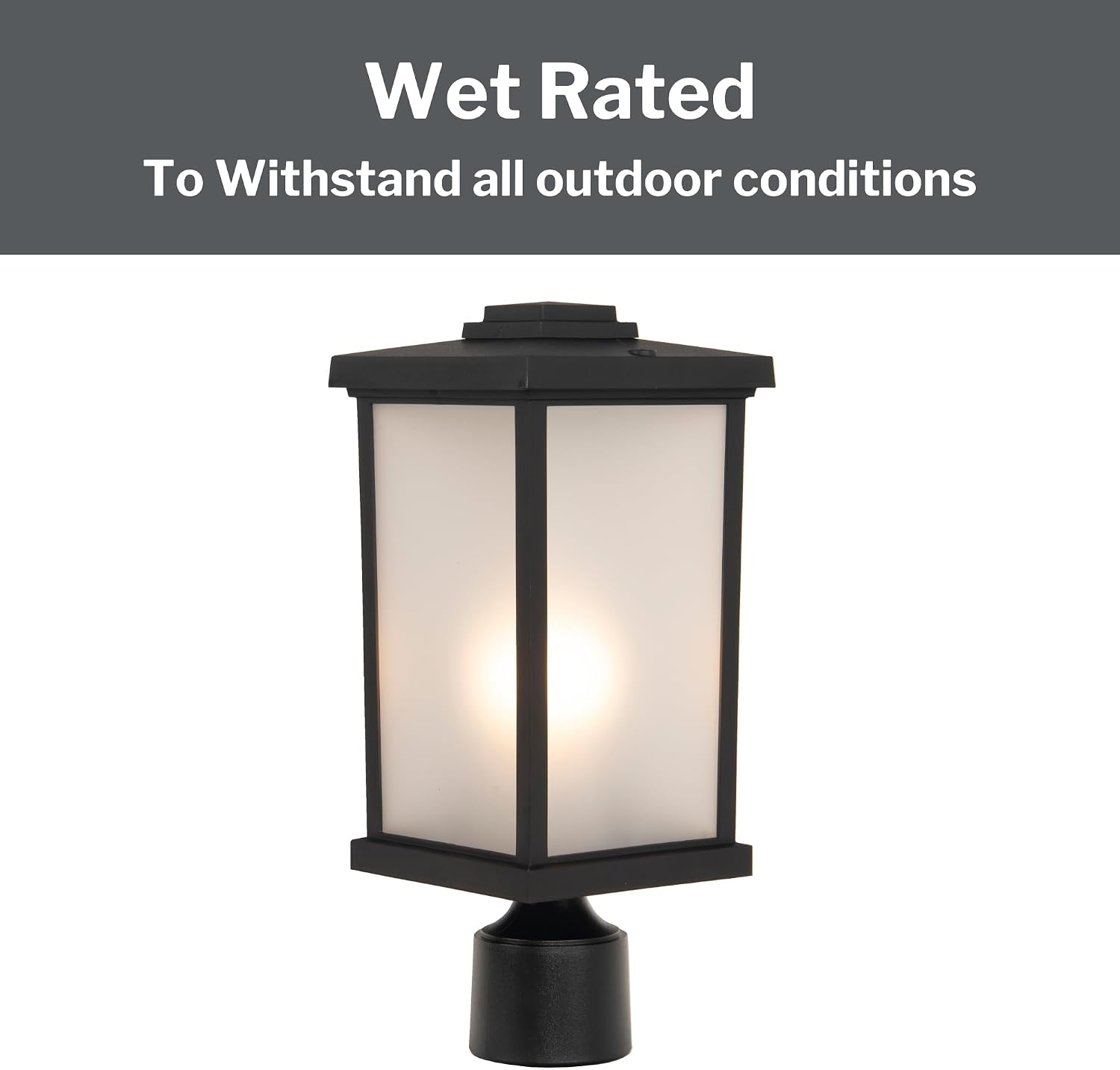 Craftmade ZA2415-TB | 15″ Textured Black Outdoor Post Lantern | Wet-Rated 1-Light A19 Fixture | 60 W Max | Polycarbonate Resin Build | UV-Resistant and Coastal-Ready (Frosted Glass)