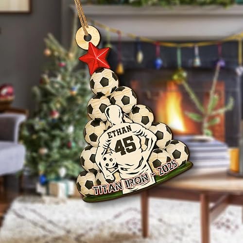 Miniatura 6 de Adornos de Navidad deportivos personalizados, adorno de madera impreso plano en 2D para el árbol de Navidad, decoración de fiesta de Navidad para el