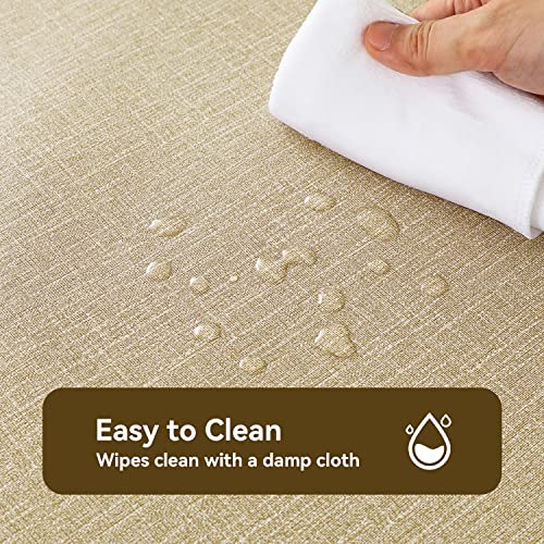 Image of Romanstile 100% Waterproof PVC Tablecloth, Rectangle Oil Spill Proof Stain Resistant Vinyl Table Cloth, Wipe Clean Plastic Table Covers for Kitchen /Dining /Parties - 54 x 120 Inch, Khaki