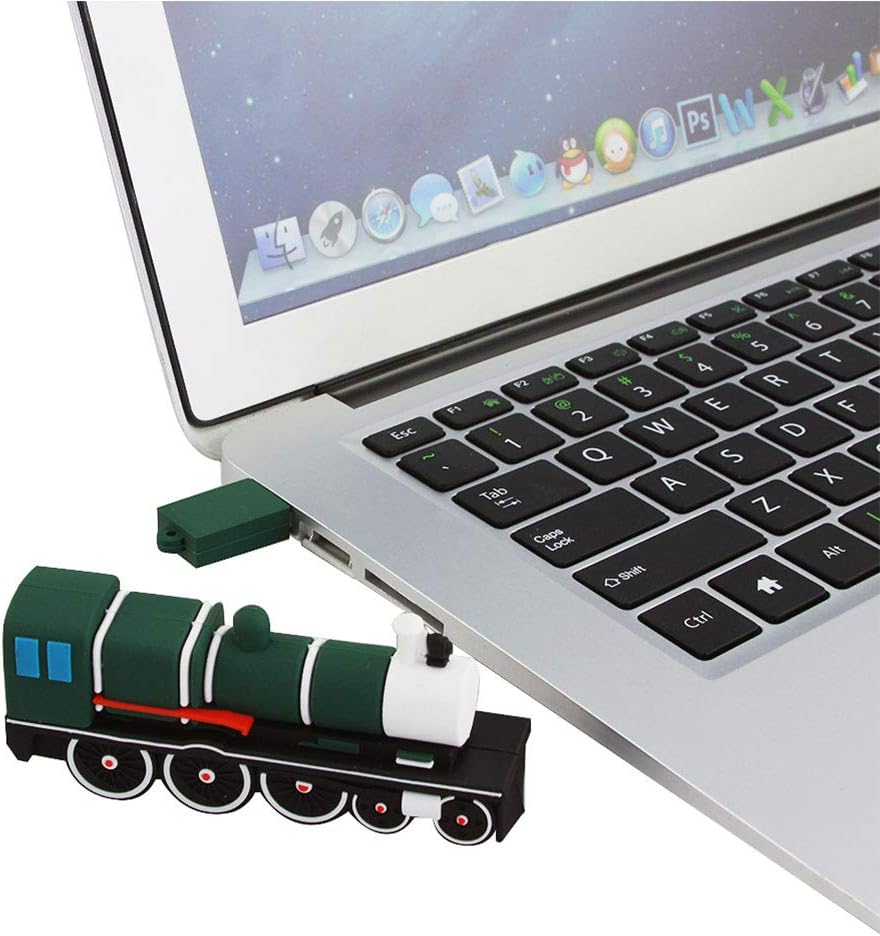 CHUYI Rubber Train Shape 128GB USB 2.0 Flash Drive Cartoon Pen Drive Memory Stick Cute Thumb Drive Jump Drive Gift (Green)