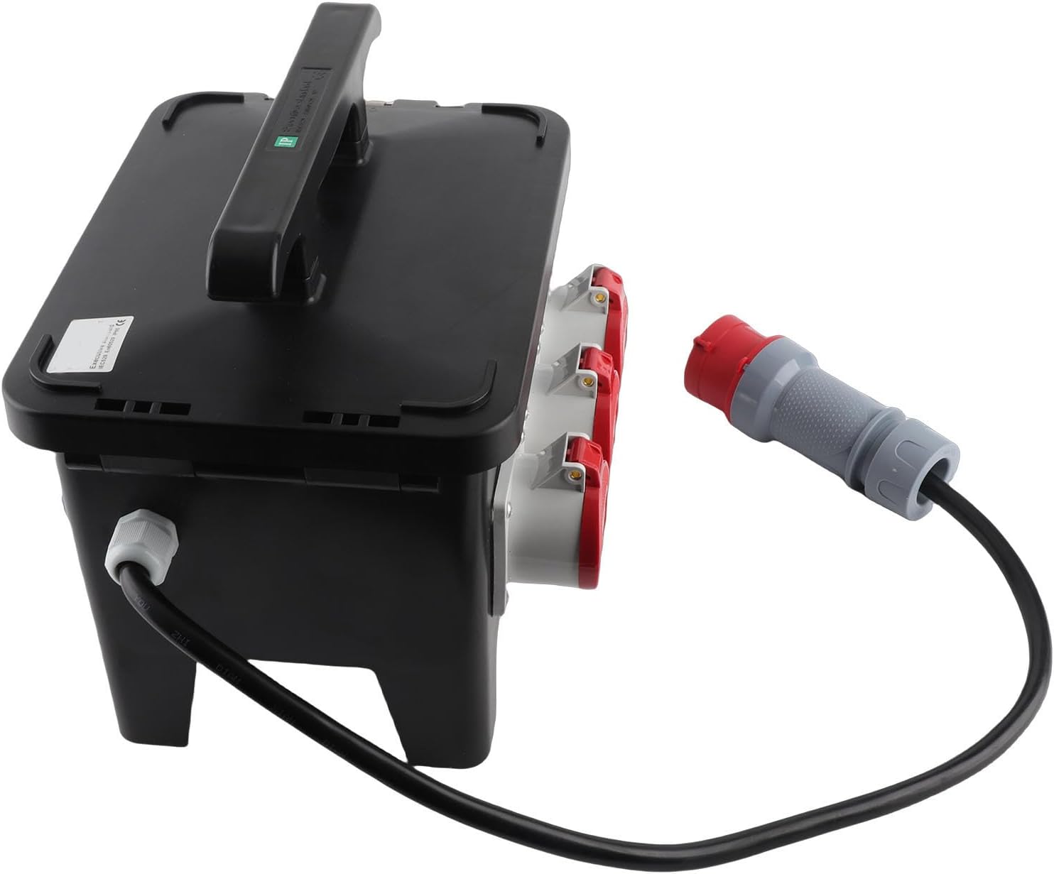 Portable Power Distribution Unit with Integrated Cable and Handle - Outdoor Power Distributor for Construction Sites and Industry - ABS Material and Plated Contacts