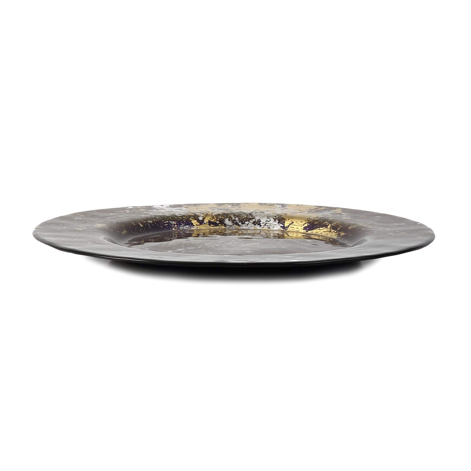 Syosaku Japanese Urushi Glass Dinner Plate Φ12.5-inch Majestic Blue with Gold Leaf, Dishwasher Safe, Dinner 12.5-inch (32cm) - Image 4
