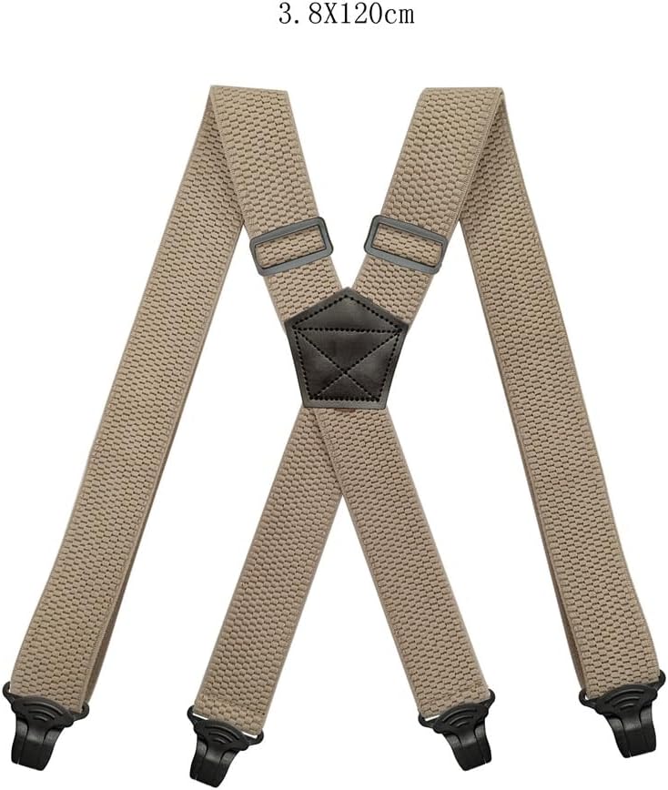 Men's and women's universal adult elastic shoulder strap clip suspender belt(Beige)