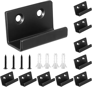 Luomorgo 10 Pcs Tile Display Wall Hanger, Stainless Steel Wall Mounted Hook Fastener Bracket, Heavy Duty Tile Hanger for Mirrors, Picture Frame Ceramic Wall Display (Medium Short, Black)