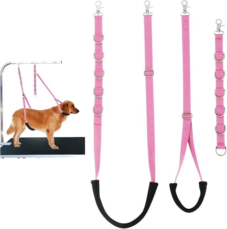 Guia de tosa para cães com cinta abdominal ajustável FURSDOLY Rosa, conjunto com 3 peças
