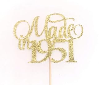 Atelier Elegance Made In 1951 Cake Topper, Birthday Cake Topper, Anniversary Cake Topper