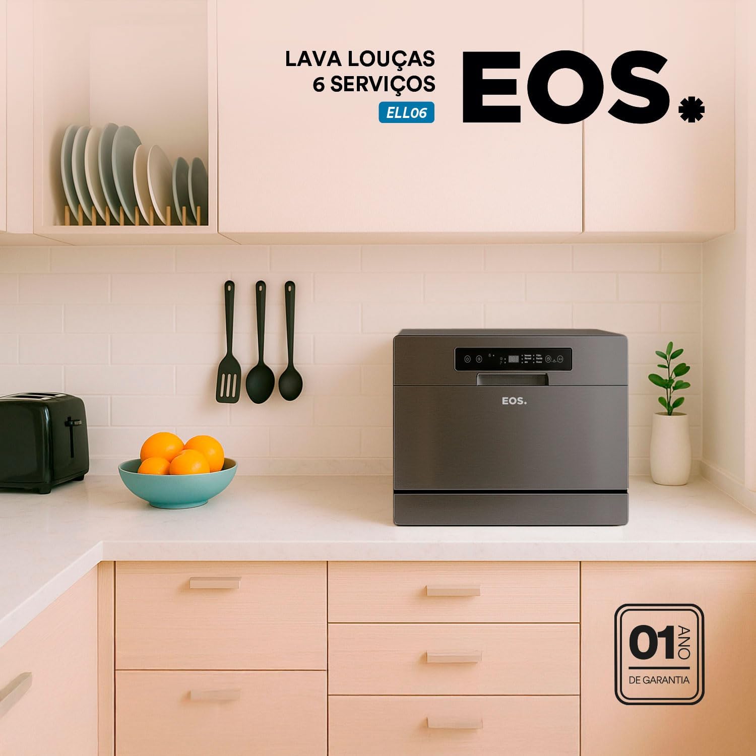 Lava-louças EOS 6 Serviços Prata Titanium ELL06S 110V