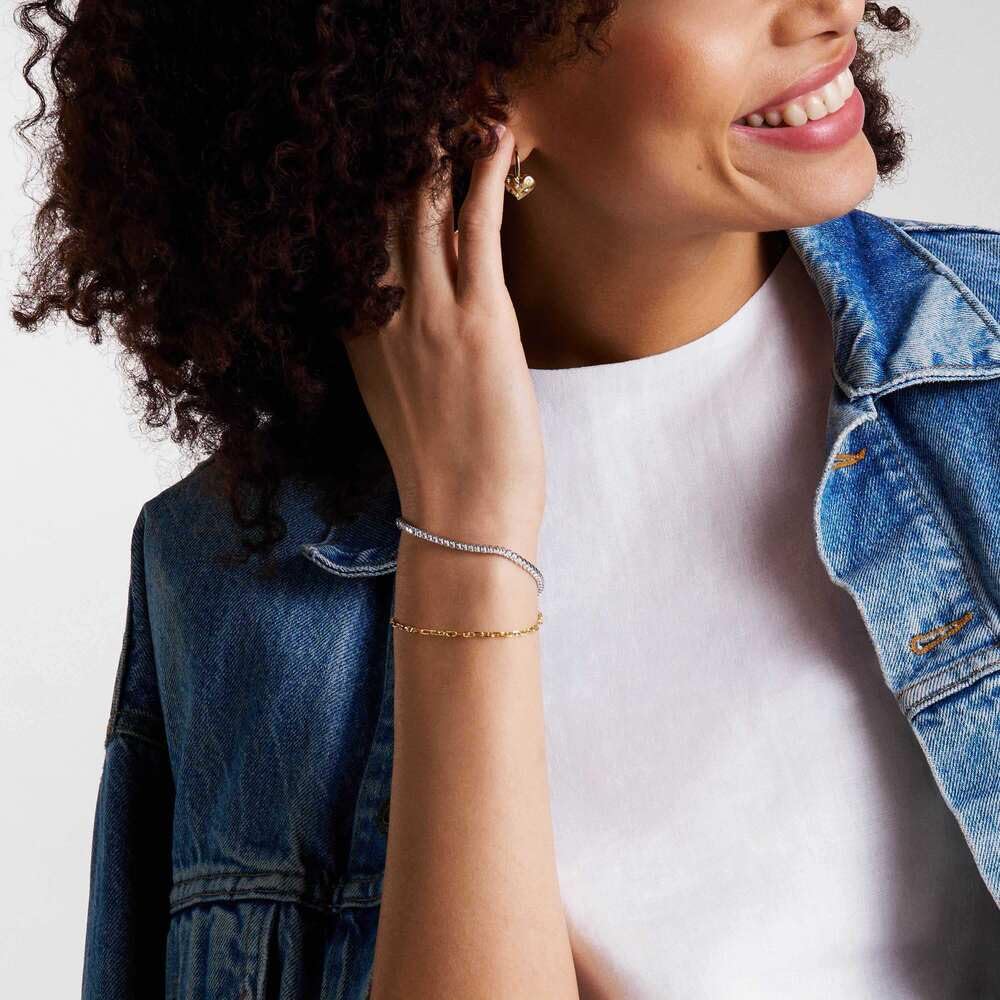 Fossil Bracciale donna in ottone con chiusura a moschettone a doppia catena