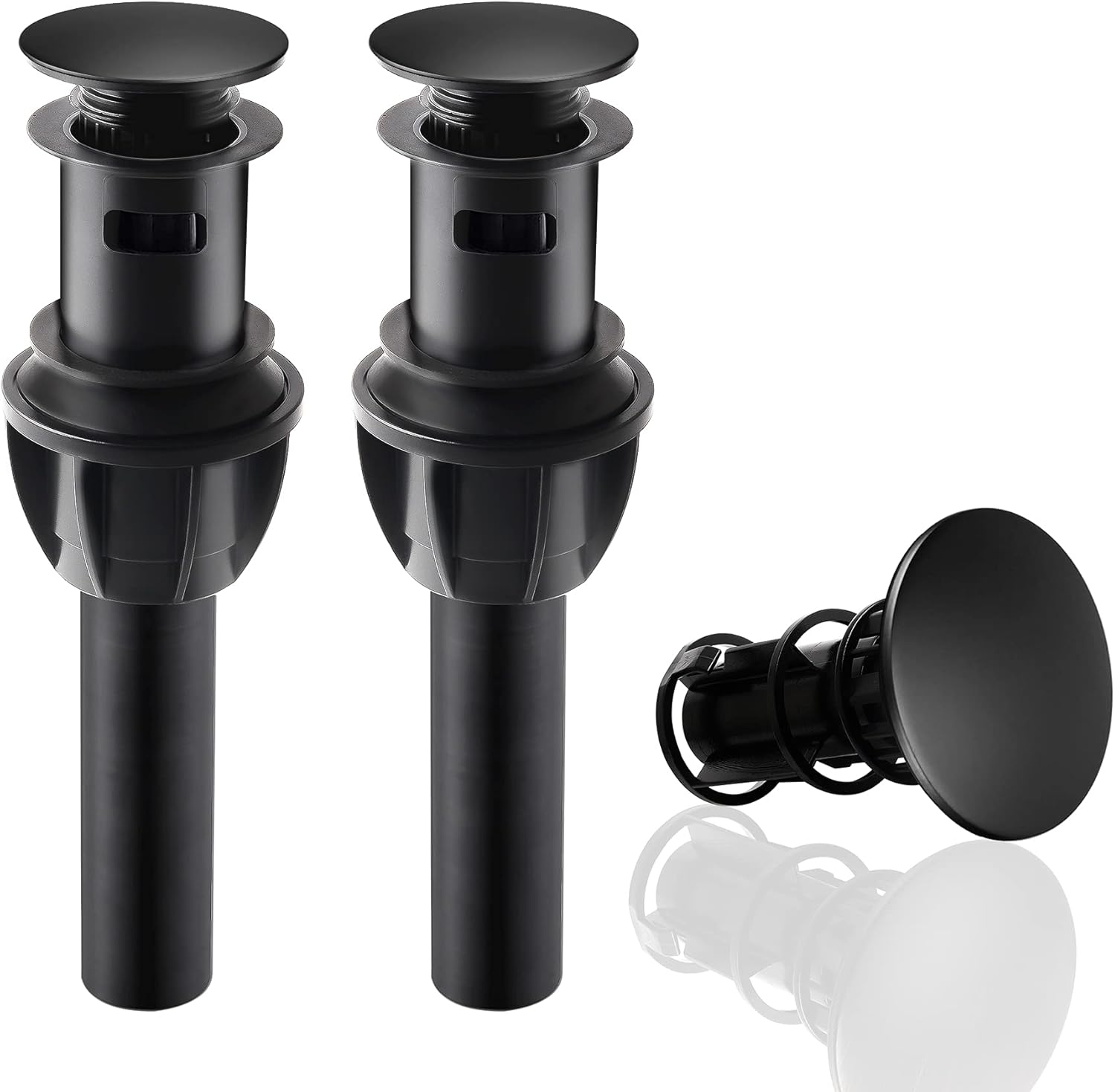 Hibbent 2 Pack Push and Seal Pop Up Drain Stopper with Overflow for