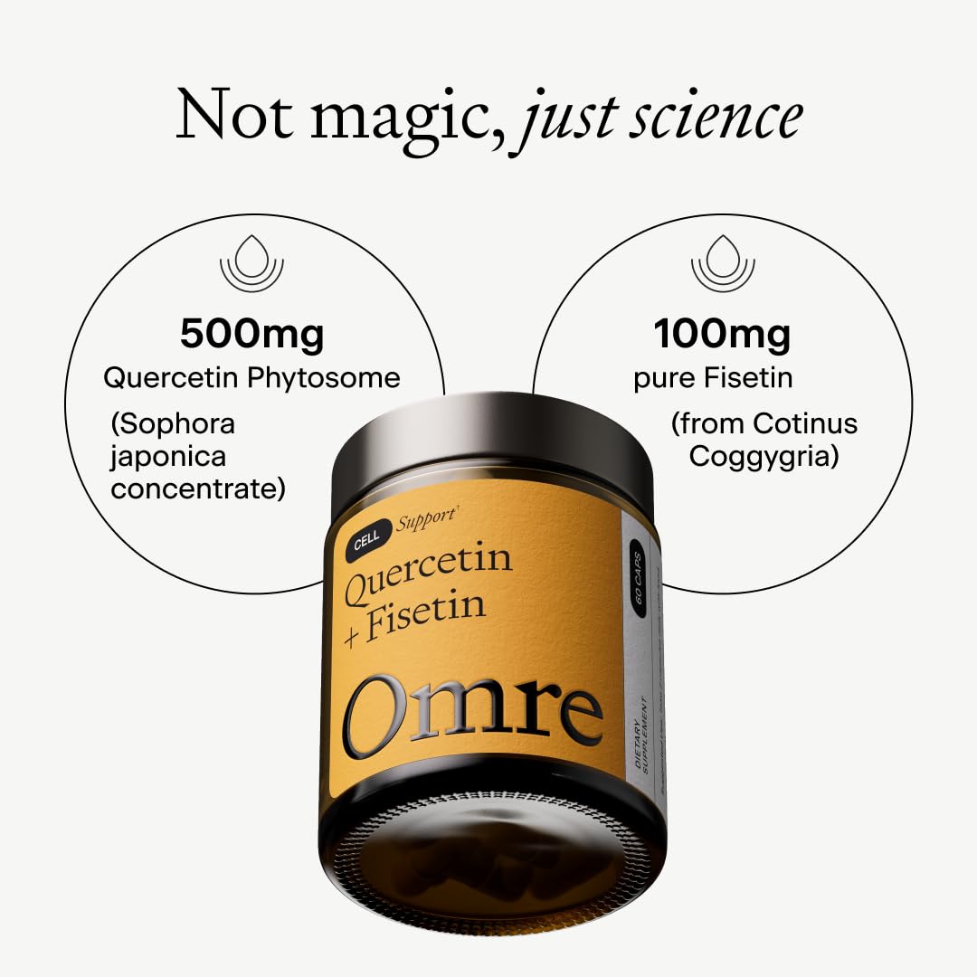 OMRE Quercetin and Fisetin Supplements - Third-Party Tested Senolytic Supplements for Aging Support - 500mg Quercetin Phytosome and 100mg Fisetin - Highly Bioavailable Forms — Amazon image 4