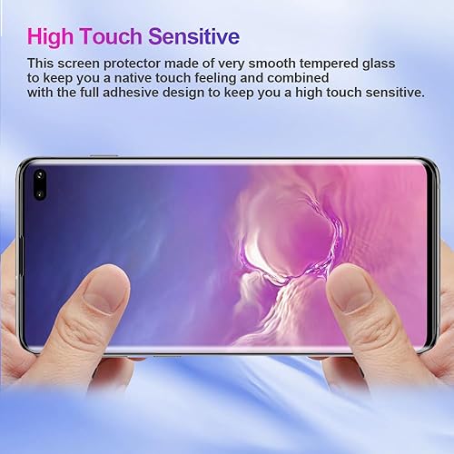 Vista 8 de Alinsea Protector de pantalla compatible con S10 Plus/+ vidrio templado [adhesivo completo] [compatible con sensor de huellas dactilares]