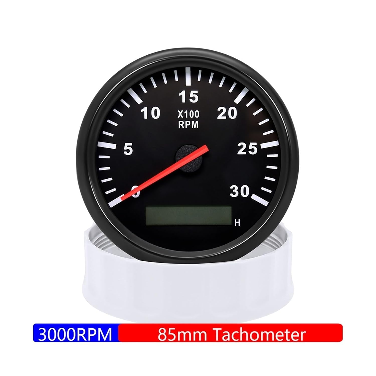 85mm Tachometer 3000RPM with Hourmeter Truck Car Boat Diesel Engine Tacho Meter RPM Gauge M18 / M16 Car Boat Tachometer Sensor(BB 3000RPM)