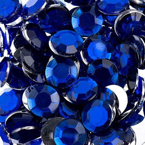 John Bead400 Pieces 12mm (SS50), Royal Blue, Acrylic Round Flat Back Rhinestones for Jewelry Making, DIY Crafts, Nail Art, Face Makeup, Clothes