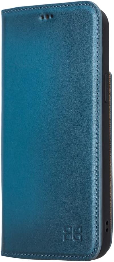BOULETTA Leather Folio Wallet Case for iPhone 13 Pro Max 6.7'' - Flip Cell Phone Cases RFID Protection Phone Cover with Card Slot for Men and Women, Navy Blue