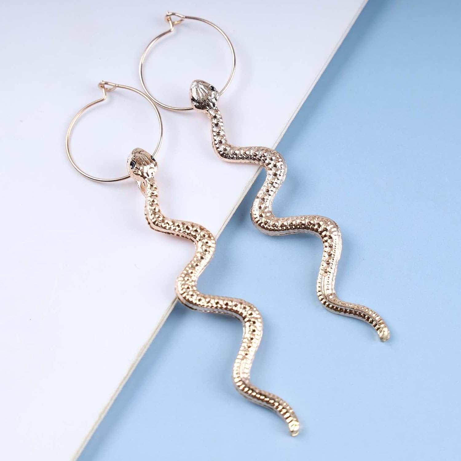 Punk Snake Drop Dangle Earrings Gold Serpent Dangle Hoop Earings Gothic Long Serpent Earrings Animal Snake Earrings Jewelry for Women (Gold) - Image 3