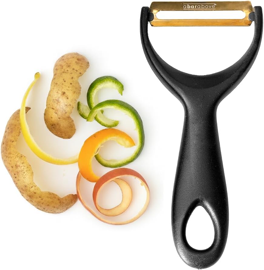 A Bar Above Gold Citrus Peeler, Stainless Steel Fruit Peeler for Garnishes and Cocktail Twists, Comfortable Grip Peeling Tool for Oranges, Lemons, Limes, Bartender Accessory, Kitchen Essentials, Gold