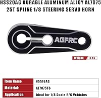 Vista 8 de AGFRC B24CLM 13.2 lbs HV Impermeable Sin Núcleo 1/16 Escala RC Dirección Servo y HSS20AG 25T Metal Servo Cuerno