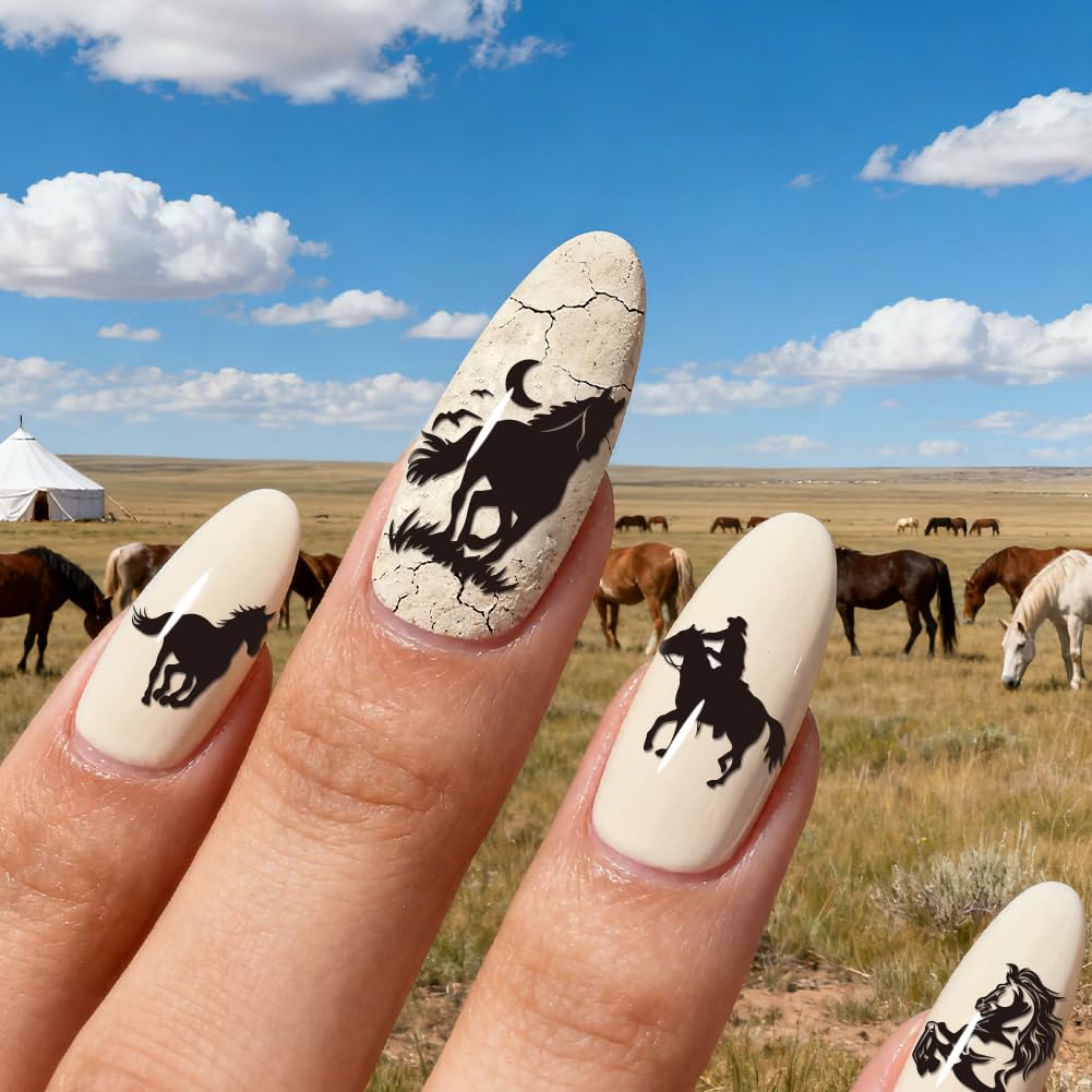 PH PandaHall 4 piastre per stampaggio unghie cavallo corsa modello nail art animali unghie arti stencil ferri di cavallo manicure design timbro unghie piastre immagine per donne manicure fai da te