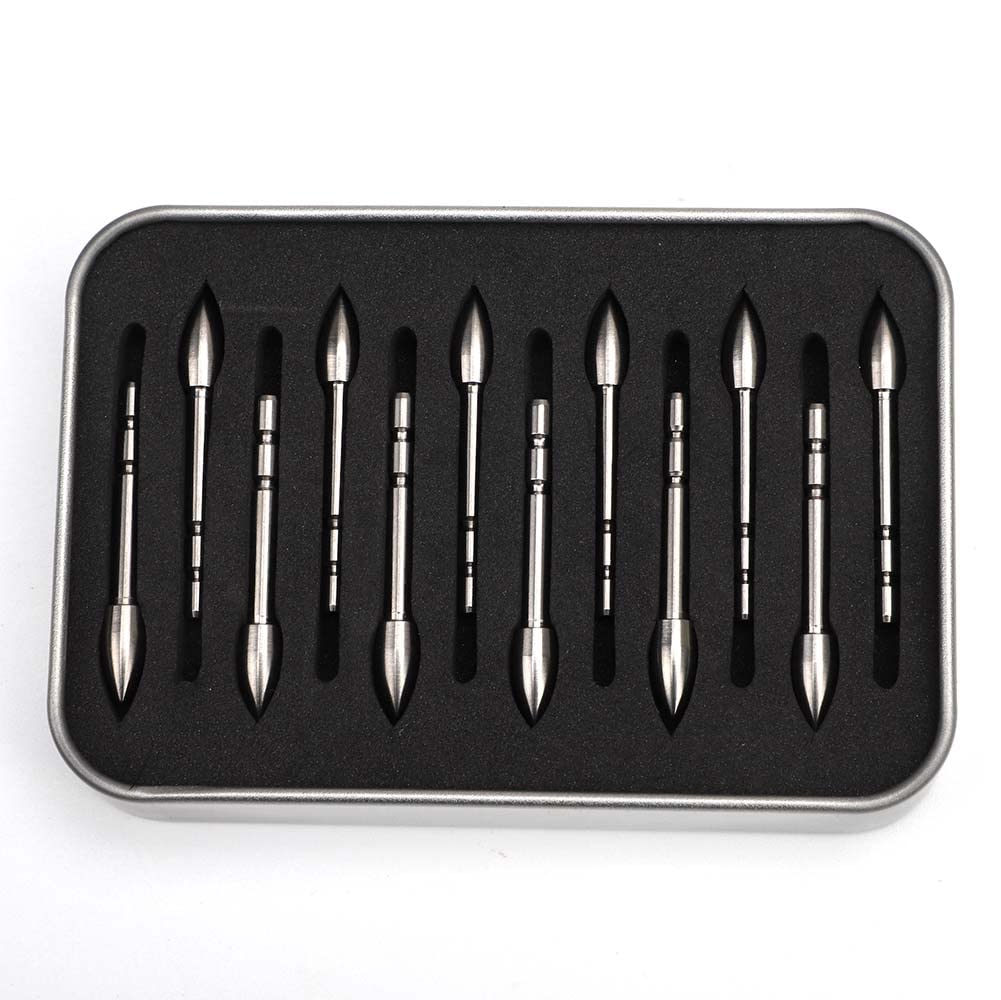 ACCMOS 100 120 140 grani Punta di Freccia, Acciaio al Tungsteno Glue-in Punta di Freccia, Fit ID 3,2 mm Asta di Freccia, per Tiro con L'Arco Accessorio di Frecce 3/6 pz (100+-0.1grain, 6pcs)