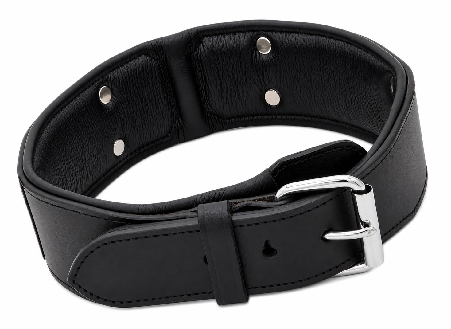 Thor Halsband Bulli Metallplatte Schwarz Leder Lederhalsband Hohe Zugkraft M L XL Hundekopf Hundehalsband Breit (XL)
