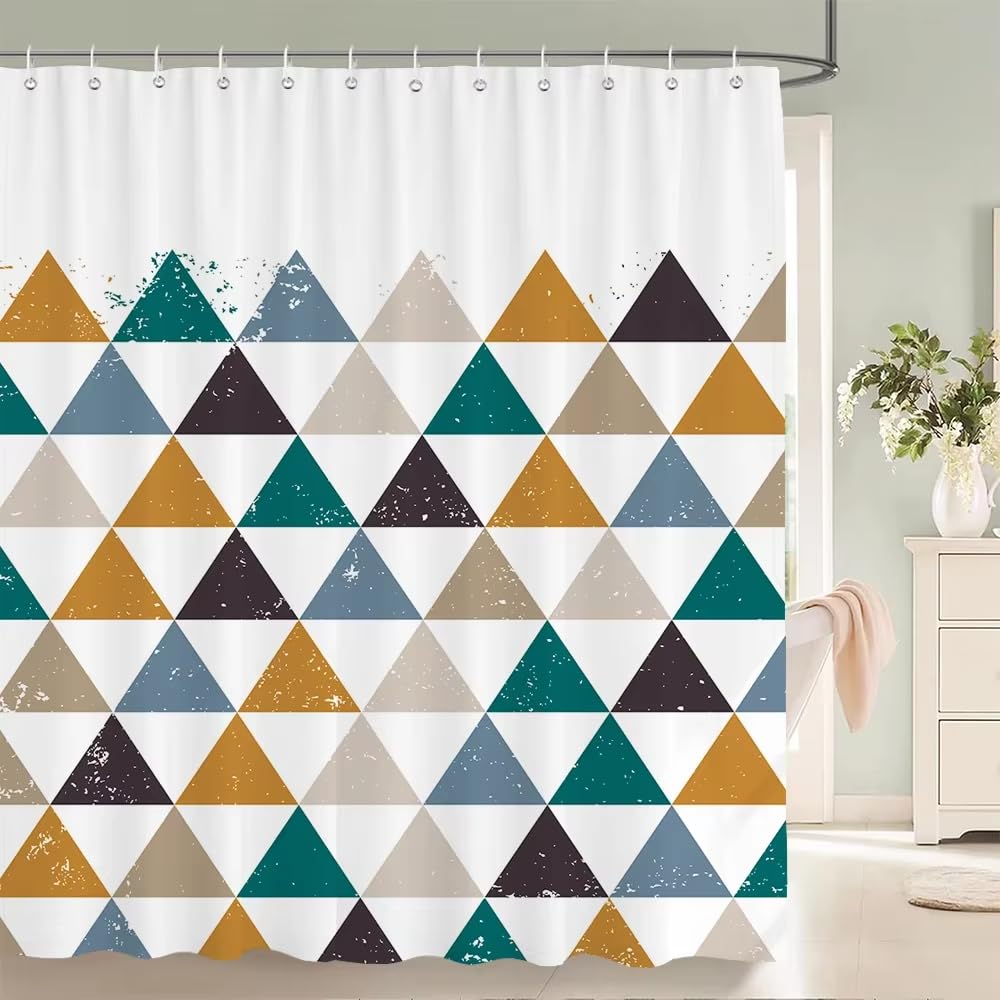 KELAIMI Abstract Geometric Shower Curtains,Modern Luxury Bathroom Curtains,Simple Aesthetic Washable Quick-Dry Bathtub Curtains Style 10 180X200Cm