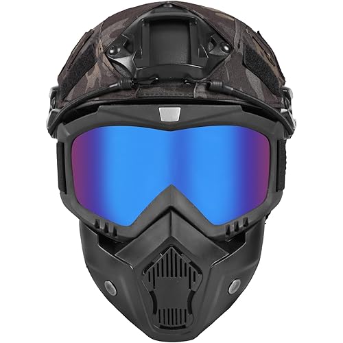 Airsoft Helmet with Helmet Cover, Tactical Helemt with Face Mask, PJ Type Tactical Paintball Airsoft Fast Helmet for Cosplay Outdoor Activities