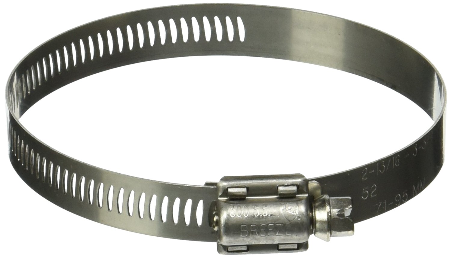Breeze 63052H Marine Grade Power-Seal Stainless Steel Hose Clamp, Worm-Drive, SAE Size 52, 2-13/16