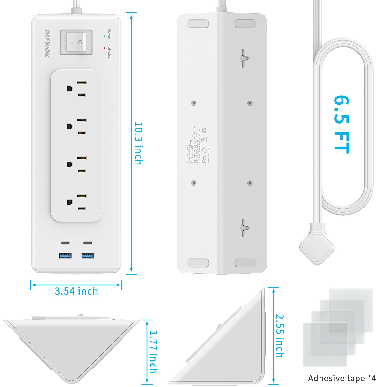 Steckdosenleiste mit USB-Anschlüssen, Steckdosenverlängerung
