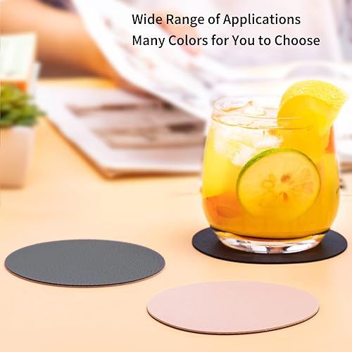 Miniatura 5 de Juego de 12 posavasos de piel sintética para bebidas con soporte, posavasos de doble cara para protección de mesa de café, antideslizantes,