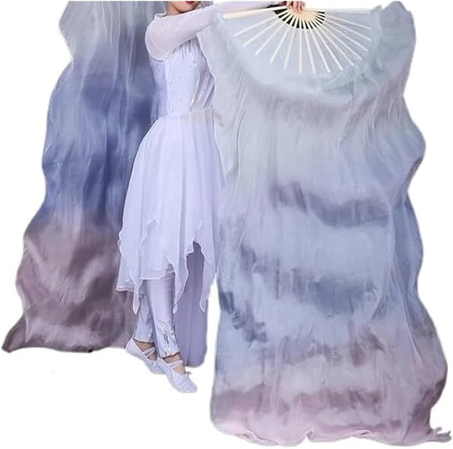 Amazon.co.jp: KeuLen ベリーダンスシルクファン、ロングシルクファン