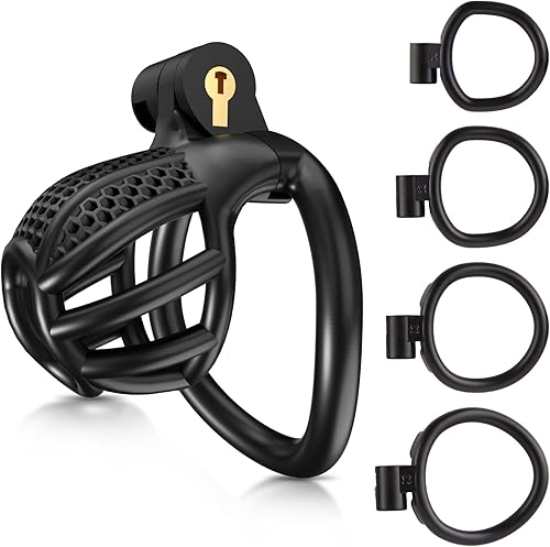 UTIMI - Jaula grande de plástico para castidad para hombre, ejercicio de pene impreso en 3D, equipo de bondage negro, ligero, juguete sexual para