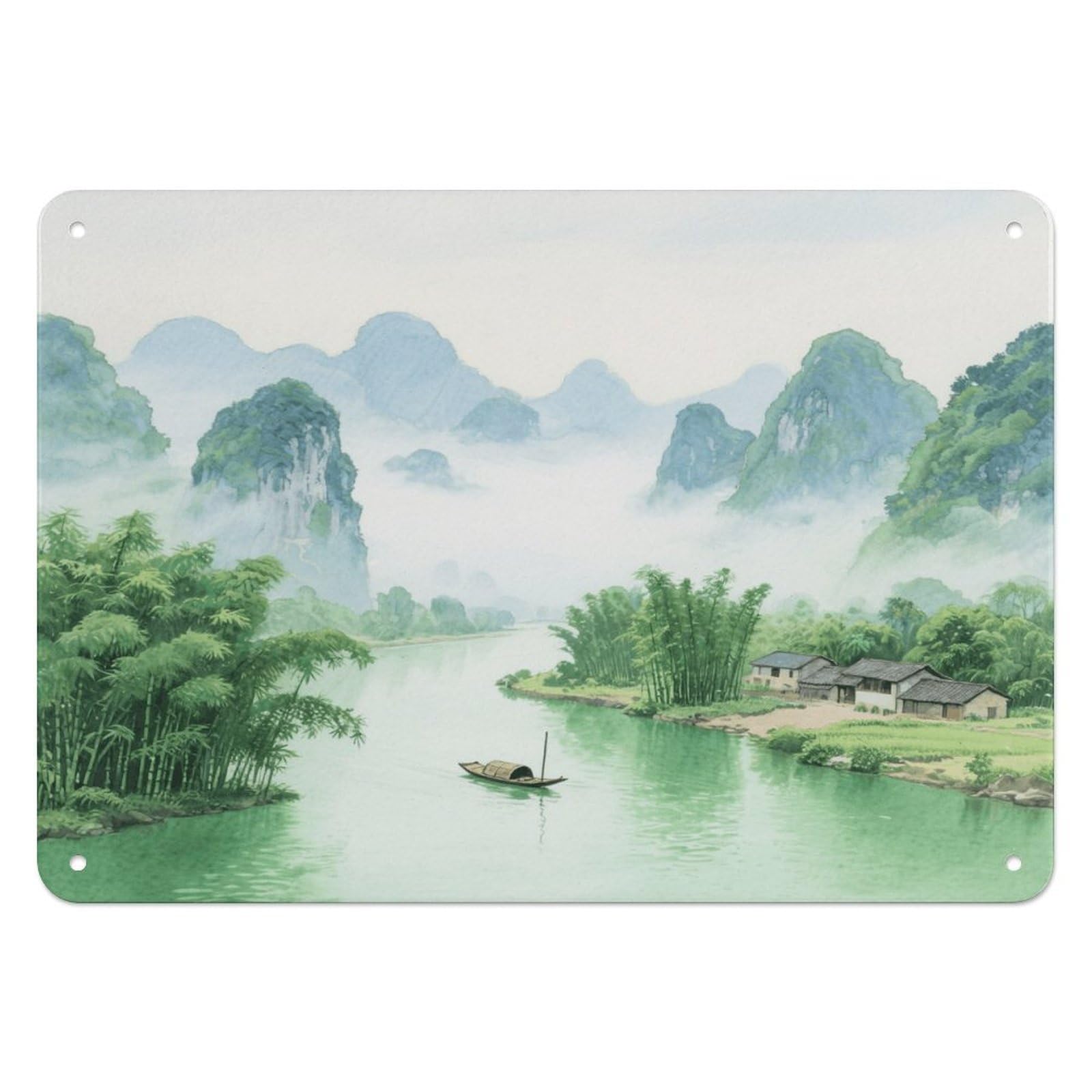 Fekiloot Style Guilin Landscape Painting Wall Decor Iron Painting Metal Sign
