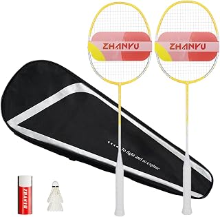 Badminton Rackets,Badminton Racket Set,Both Offensive and Defensive,Lightweight 75g/G5 All Carbon Fiber One-Piece Durable Double Racket,Including 2 Rackets,2 Shuttlecocks,and 1 Bag