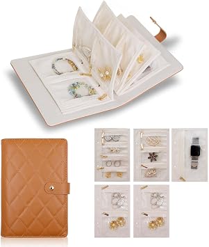 Travel Jewelry Organizer Case , Portable Jewelry Organizers Storage Book, Compact Jewelry Roll for Earrings, Rings, Necklaces - Perfect Jewelry Travel Bag for Women