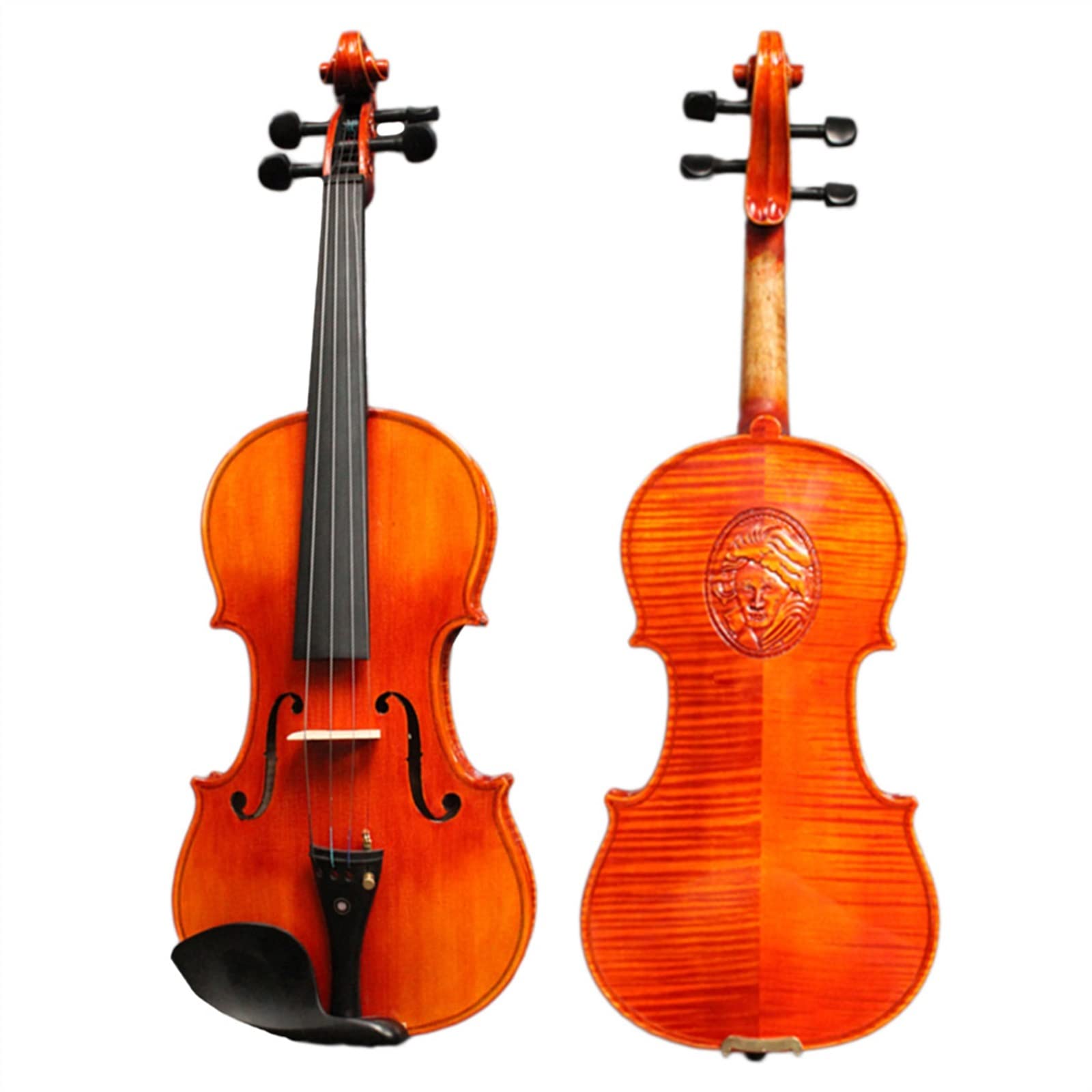 TSTS Violini per Principianti Violino Fatto A Mano in Acero Fiammato con Top in Abete Rosso Violino con Custodia per Arco in Ebano