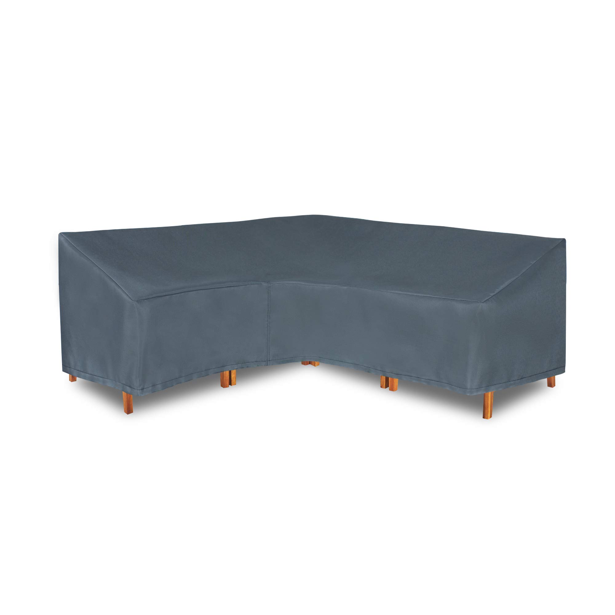 Loungemöbel Abdeckhaube für L-Form Sofas，Wasserdichtes Atmungsaktives TPU Gewebe Abdeckhaube für Gartenmöbel ，Wasserdicht Schutz vor Wind UV schützende (Grau (255 * 255 * 90W*65/90H cm)