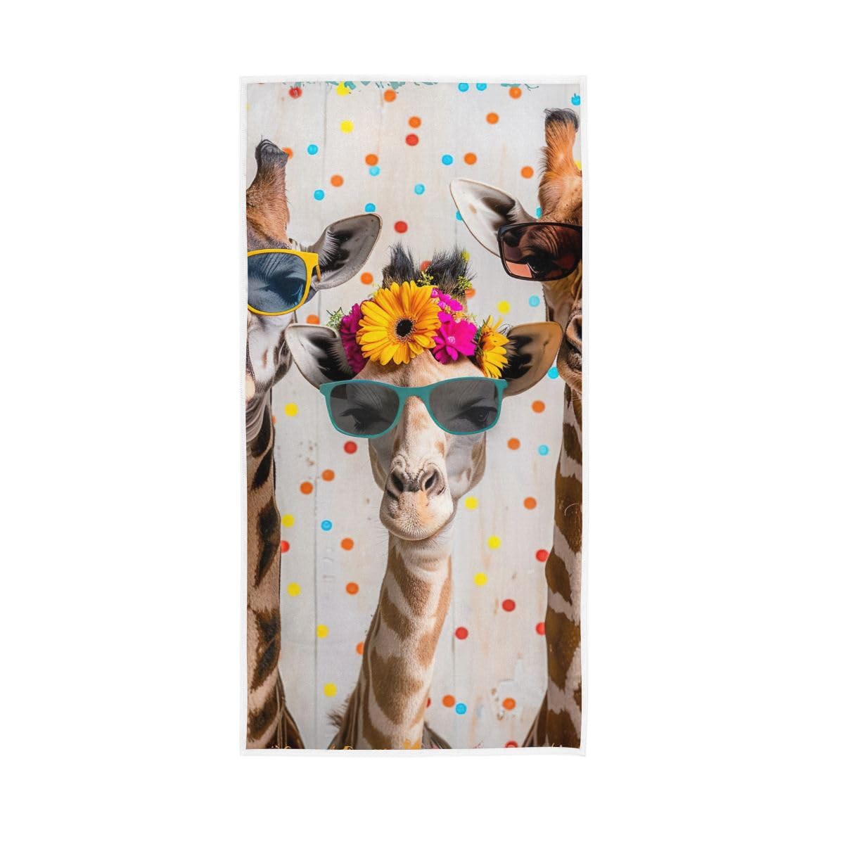 LSRCPD Happy Giraffe Family Hand Towels Cotton Absorbent Soft Decorative Towel for Bathroom 15 x 30 Inch