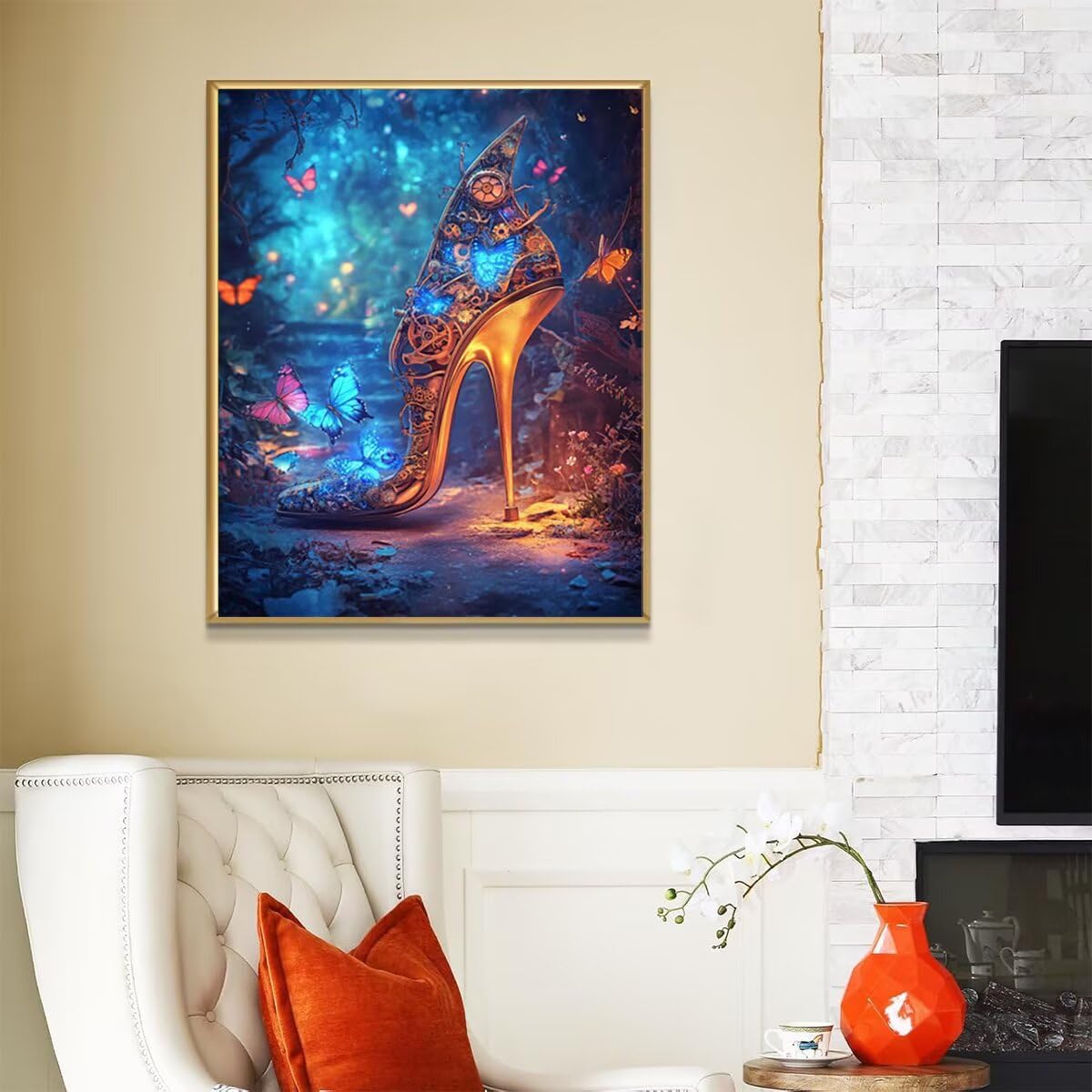 Dipingere con i Numeri Farfalla, Paint by Numbers Adulti Tacco alto, Fai da te Creativi Adulti Quadri da Dipingere Numerati Kit per Decorazione Della Parete di Casa, Regalo 80x110cm Senza Cornice 0E-0