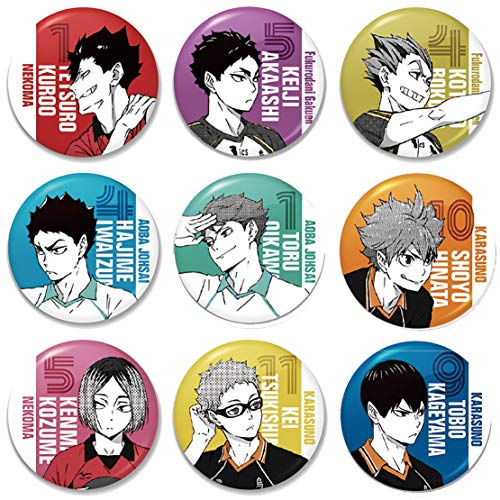 Set of 9, Popular Manga for Haikyuu!! Badge, Can Batch, Animation, Brooch, Mobile Q, Circular, Cute, Stylish, HD, Portable, Convenient, High School Students, Junior High School Students, Moe Goods,